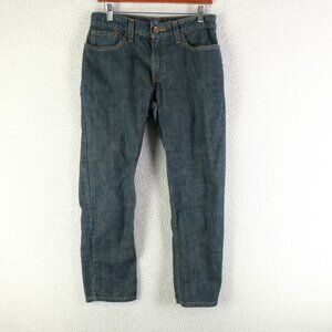 Roebuck Jeans Mens 30X28 Blue Slim Straight Dark Wash Premium Stretch